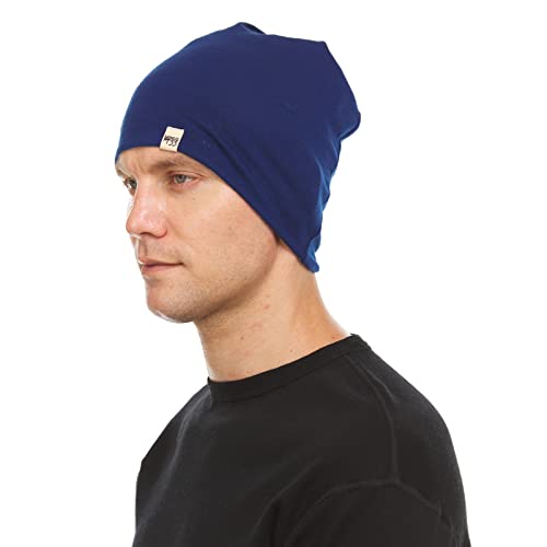 Minus33 Merino Wool Micro Weight Reversible Beanie - color: Navy Blue / Slate Blue