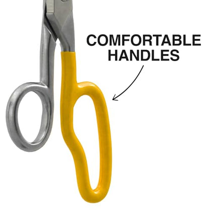 Klein Tools 2100-8 Free-Fall Electrician Snips, Made in USA, 6.25-Inch Stainless Steel Scissors with Stripping Notches, Fully Serrated Blade, Extended Handle, Electrical and Heavy-Duty Applications - style: Free-Fall Snip