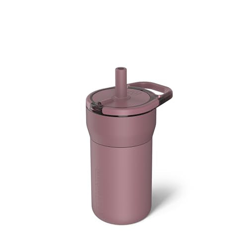 BrüMate Leap 12oz 100% Leakproof Kids Tumbler with Handle and Silicone Soft Straw | Drop Resistant Silicone Sleeve | For Kids 4+ | Insulated Stainless Steel | Cup Holder Friendly | 12oz (Rose Taupe) - color: Rose Taupe