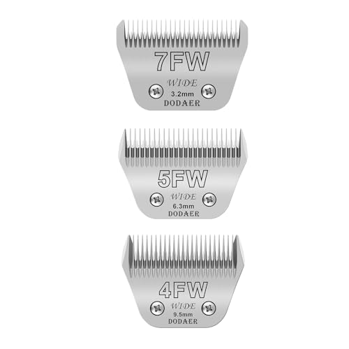 Wide blade Set dog grooming,Compatible with Andis,OsterA5,Wahl km Clippers - color: 7FW+5FW+4FW