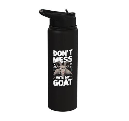 Don´t Mess With My Goat Cute Coat Pygmy Goat Farmer Stainless Steel Insulated Water Bottle - color: Black