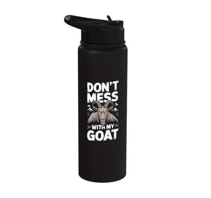 Don´t Mess With My Goat Cute Coat Pygmy Goat Farmer Stainless Steel Insulated Water Bottle - color: Black