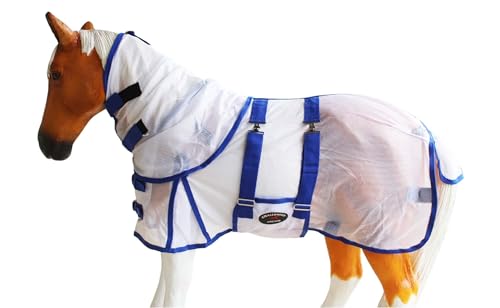 Challenger Miniature Weanling Donkey Pony Horse Foal Summer Fly Sheet 51807 - color: White Royal Blue, size: 46 Inches