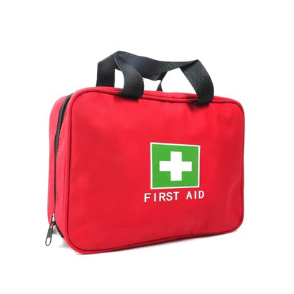 Red First Aid Bag Empty Travel Rescue Pouch Medical Bags First Responder Storage Compact Survival Medicine Emergency Bag for Car Home Office Kitchen Sporting Outdoor (Zipper MHS)