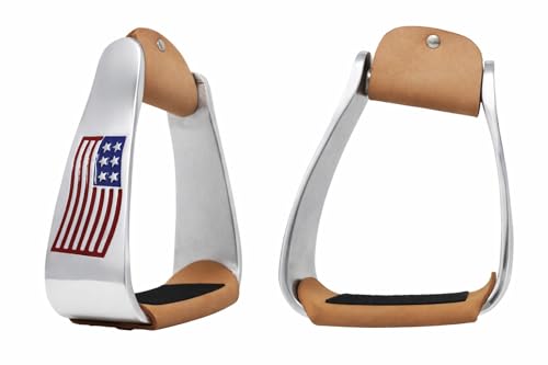 ProRider Horse Western Roper Stirrup Saddle Sloped Angled Stirrups Aluminum USA Flag 5199