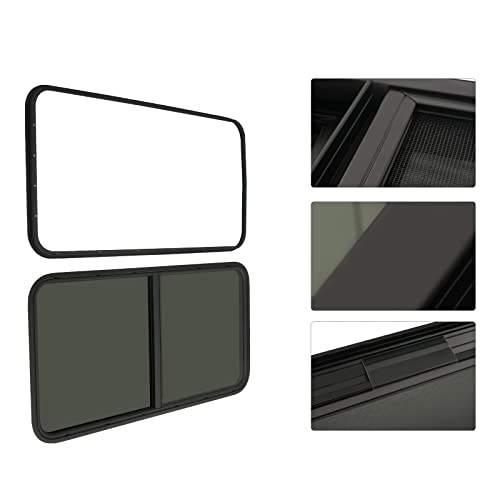 Vertical Sliding Black RV Window for Teardrop, Cargo, Horse Trailer, Marine Camper Window Replacement,24" Wide x 20" Tall - size: 24"x20"