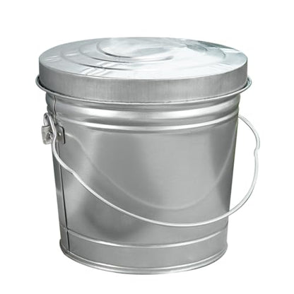 Metal Trash Can with Locking Lid, 6 Gallon Galvanized Steel Bucket - color: Silver