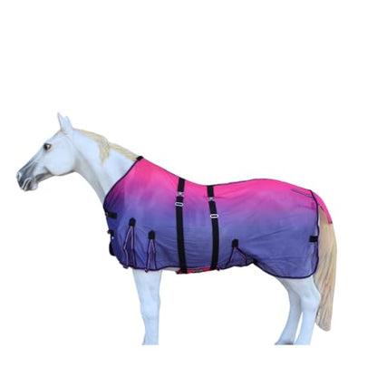 66" Horse Mesh Lightweight Breathable Summer Spring Sheet Bellyband 73439 - color: Purple Pink Ombre, size: 66 inches