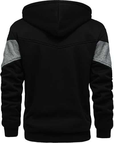 Men's Winter Fleece Thermal Jackets for Men Sherpa Lined Hoodies Warm Thick Jacket Outerwear - color: 995black Dark Grey Black, size: Medium