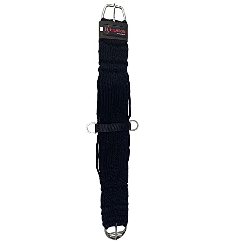 HILASON Horse Western 27 Strand Double Weave Black Roper Cinch | Girth Strap for Horses Back Saddle - size: 36 In