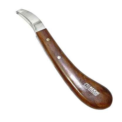 Rekhi Farrier Loop Knife with Wooden Handle – Precision Hoof Care Tool for Horses, Cows, and Goats, Durable Rust-Resistant J2 Stainless Steel Blade, Farrier and Equestrian Hoof Care Knife