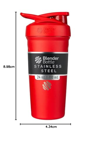 BlenderBottle Sport Flip Stainless Steel Shaker Bottle 24 oz Red - color: Red, size: 24 Ounces, style: Flip