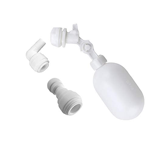 3/8&1/4 inch RO Tubing 1-3/4" Plastic Float Valve Shut Off Float Ball Float Switch to Auto-Fill Water Stock Tank,Bucket, Livestock Pool,Cattle Trough, Aquariums, Aquaculture, Water Reservoir