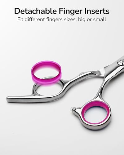 ULG Hair Thinning Scissors Professional Barber’s Texturizing Teeth Shears for Hairdressing, Salon and Home Use Thinning Shears for Hair Cutting, Made of Japanese Stainless Steel, 6.5 inch - color: Pink