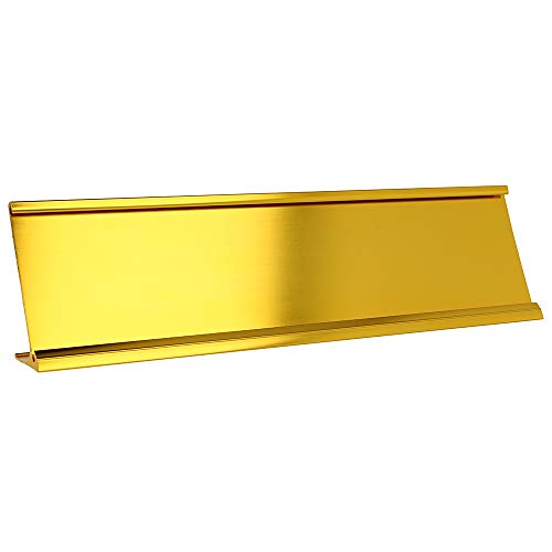 ExcelMark 2"x 8"Aluminum Name Plate Holder for Desk - Office Business Door Sign Holder - Gold - color: Gold, size: 1 Name Plate