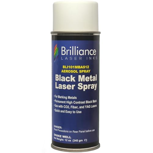Brilliance Laser Inks 12 Oz Laser Marking Spray - Black, Permanent High Contrast Metal Marker Aerosol for Fiber, YAG, Diode, and CO2 Laser Engraver Machine, BLI101 - color: 1 Pcs