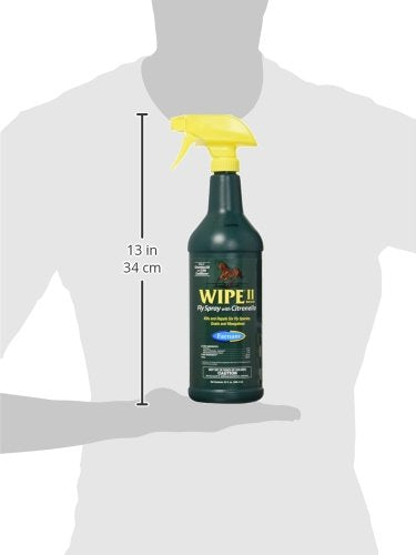 Farnam Wipe II Horse Fly Spray with Citronella, Grooming Aid and Coat Conditioner, 32 Fluid Ounces, One Quart Bottle with Trigger Sprayer (Pack of 4) - size: 32 Fl Oz (Pack of 4)