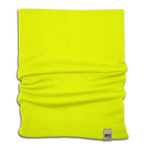 100% Merino Wool - Midweight Neck Gaiter - Skiing Neck Warmer - Winter Face Mask - Multipurpose Headwear - color: High Visibility