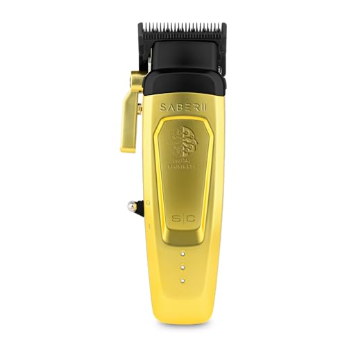 Stylecraft Saber Pro Grooming Bundle: Digital Brushless Saber II Clipper & Saber Trimmer (Gold) Holiday Gift Bundle
