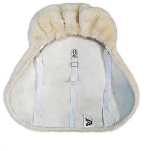 English-Style Sheepskin Saddle seat Cover, Genuine Sheepskin Saddle pad, Merino Sheepskin Saddle pad - color: Ivory White
