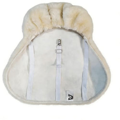 English-Style Sheepskin Saddle seat Cover, Genuine Sheepskin Saddle pad, Merino Sheepskin Saddle pad - color: Ivory White
