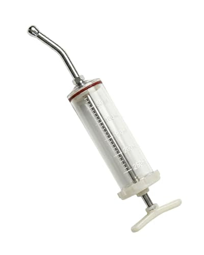 250mL Plastic Dose Syringe with Stainless Steel Nozzle – Large Capacity Equine Drenching Syringe for Horses, Livestock, and Veterinary Use – Durable Dental Dosing Tool for Oral Medications and Supplements