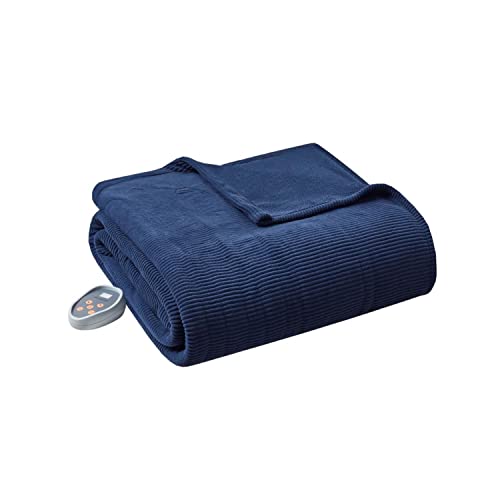 Beautyrest Heated Blanket Twin, Micro Fleece Electric Blanket, Navy - color: Navy, size: Twin