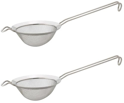 HIC Kitchen Fine Double Mesh Strainer, 18/8 Stainless Steel, 5-Inch, For Sifting Baking Ingredients, Straining, And Draining Soups And Sauces, Set of 2 - size: Double Mesh, 5-Inch, Set/2