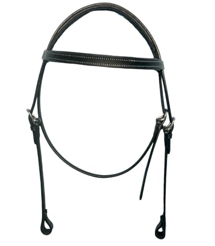 Majestic Ally Padded Leather Brow Band Headstall for Horses - color: Black