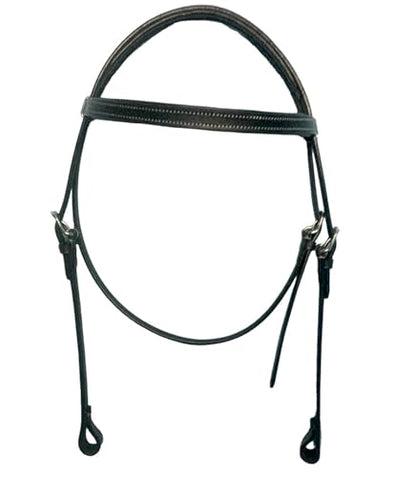 Majestic Ally Padded Leather Brow Band Headstall for Horses - color: Black