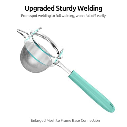 U-Taste Fine Mesh Strainer, 18/8 Stainless Steel Sieve 30 Mesh, S/Aqua Sky - color: (1) Aqua Sky, size: S-3.35in