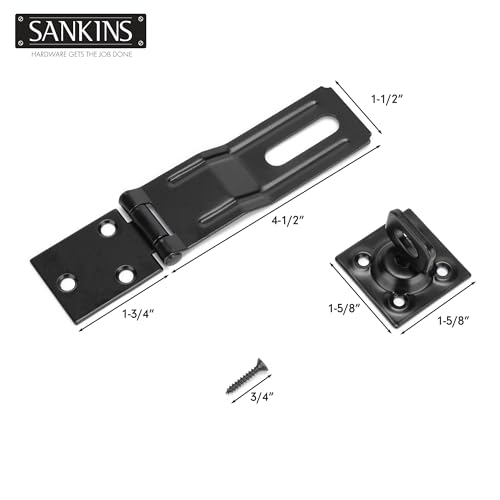 4.5" Swivel Staple Safety Hasps Latches with Twist Knob, Black 1Pcs - color: Black