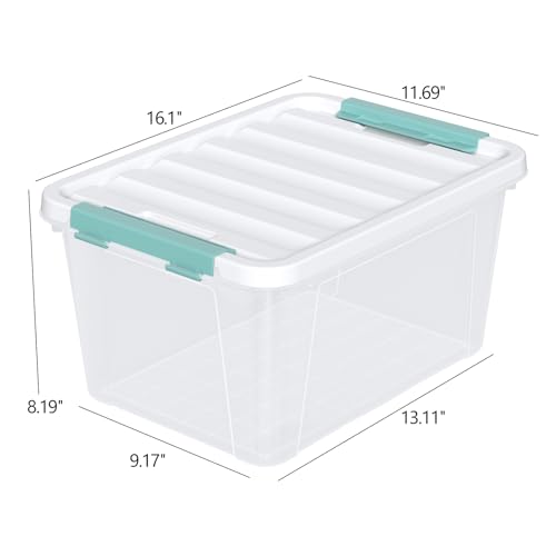 20 Quart Clear Storage Box, Plastic Latching Bins with Lids, 4 Pack - size: 20 Qt