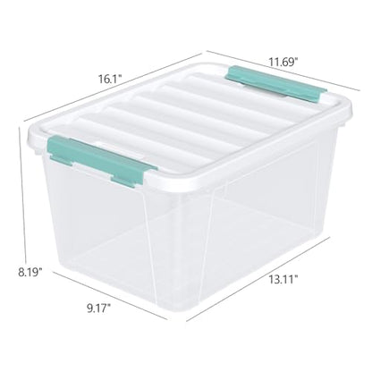 20 Quart Clear Storage Box, Plastic Latching Bins with Lids, 4 Pack - size: 20 Qt