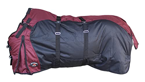Challenger 1200D Horse Turnout Waterproof Heavy Weight Winter Blanket 5EE20BG - color: Burgundy/Black, size: 72 inches