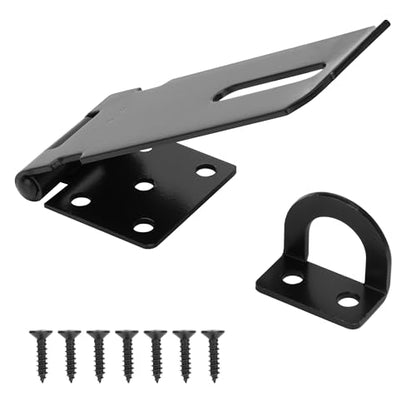 4" Door Padlock Safety Hasp Latch, Door Hasp Clasp Lock Gate Shed Hasp Latch Lock for Door Window Cabinet Pet Cage Toolbox Shed Fence, 304 Stainless Steel, Matte Black Finish, 1 Pack - size: 4 Inch