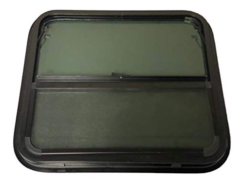 RV Window 24" x 22" - Vertical Slider with Screen & Trim Ring fits 2" Wall Thickness - Replacement for Campers, Trailers (23 3/4" x 21 3/4" Cut-Out)