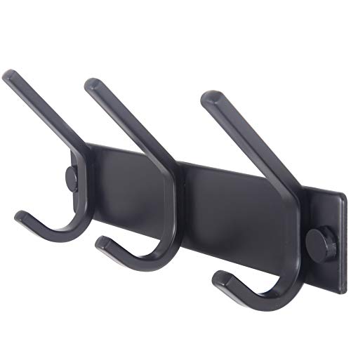 WEBI Coat Rack Wall Mounted,3 Coat Hooks for Hanging Coats,Heavy Duty Metal Hook Rack Hook Rail Coat Hanger Wall Coat Rack with Hooks for Clothes Entryway Jacket,Black - size: 3 Hooks
