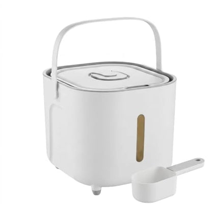 Food Storage Container with Lid, 11lbs Airtight Food Storage Bin for Rice, Cereal, Flour & Pet Food, BPA-Free Moisture-Proof Kitchen Storage Container, White
