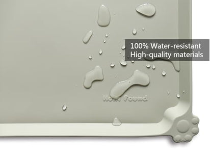 Hoki Found L Silicone Non Slip Pet Dog Cat Bowl Mats - Placemat - Feeding Mat - Waterproof - For Carpet - Cream Green - color: Cream Green, size: 22" x 14"