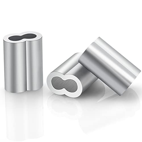 3/16 Aluminum Ferrules, Crimping Loop Sleeves 70PCS, Wire Rope Crimps | Aluminum Crimp Sleeves For Cable Ferrule And Wire Rope Connections. 3/16 Wire Rope Sleeves For Crimping Applications. - size: 3/16" (70PCS)