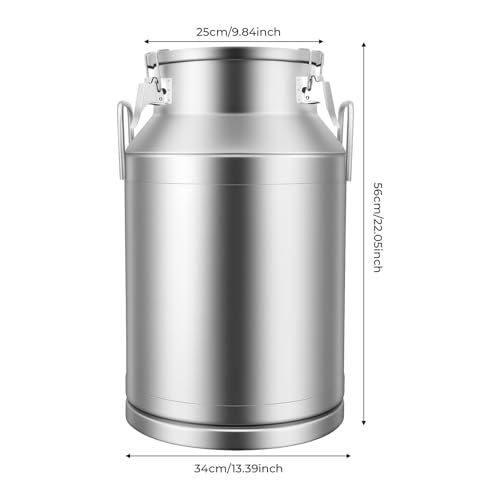 40L/10.5 Gallon Seamless 201 Stainless Steel Milk Can with Lid - size: 40L