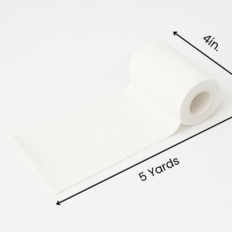 4" Cohesive Flexible Bandage Wrap – White - Pack of 4 | Self-Adherent Vet Tape for Animal Wound Care, Wrapping, and Support – Non-Slip, Breathable, Flexible Bandage for Livestock - color: White