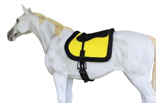 CHALLENGER Horse English Quilted Fleece Padded Trail Bareback Pad 72F48 - color: Yellow Black