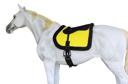 CHALLENGER Horse English Quilted Fleece Padded Trail Bareback Pad 72F48 - color: Yellow Black