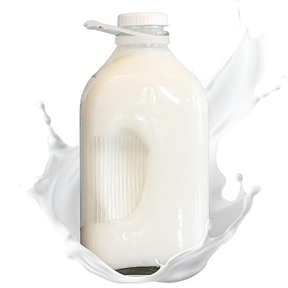 The Dairy Shoppe Heavy Glass Milk Bottle - Jug with Lid and Silicone Pour Spout - Clear Milk Container for Fridge - Reusable Glass Milk Jug Dispenser - Made in USA (64 oz, 1 Pack) - size: 64 Ounces
