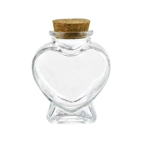Party Spin Heart Shaped Glass Jar Favor Bottle with Cork, 3-1/4-inch, 1-count - style: Heart