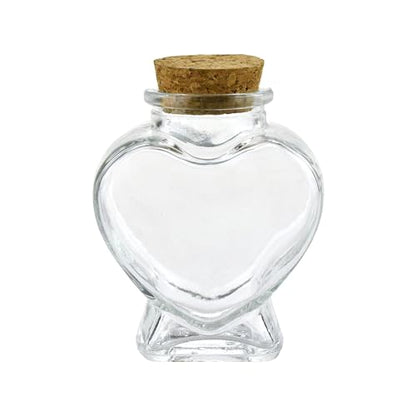 Party Spin Heart Shaped Glass Jar Favor Bottle with Cork, 3-1/4-inch, 1-count - style: Heart