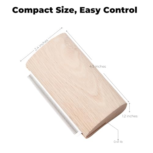 Pug Brush for Shedding, Wooden Handle Short-Hair Grooming Comb