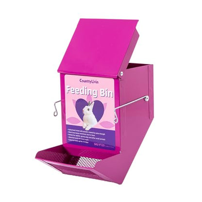 Metal Small Animal Feeder with Lid, Heavy Duty Feeder, Large Capacity Food Dispenser, Great for Rabbits, Guinea Pigs, Chinchillas and Other Small Animals. (4.6 inch, Purple) (Pack of 2) - color: Purple, size: 4.6 inch (Pack of 2)